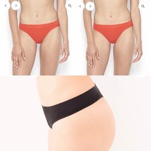 BeMe New York (Set of 2) Invisible Flat Front Thongs Sun Red Medium NWT